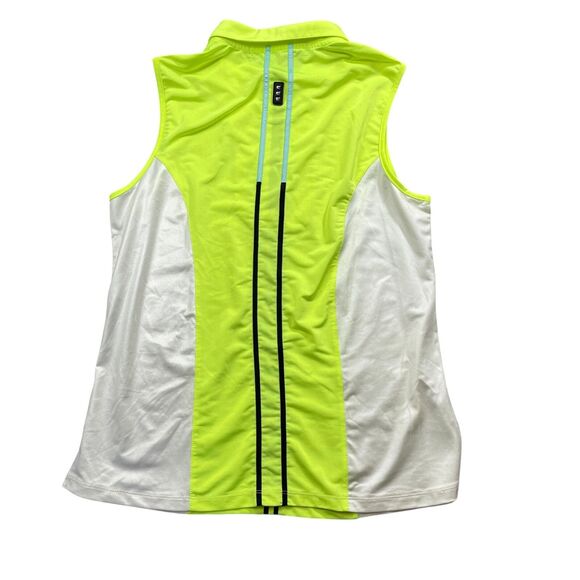 Jamie Sadock Medium Yellow White 1/4 Zip Collared Polo Sleeveless Polyester Blen - Picture 4 of 4